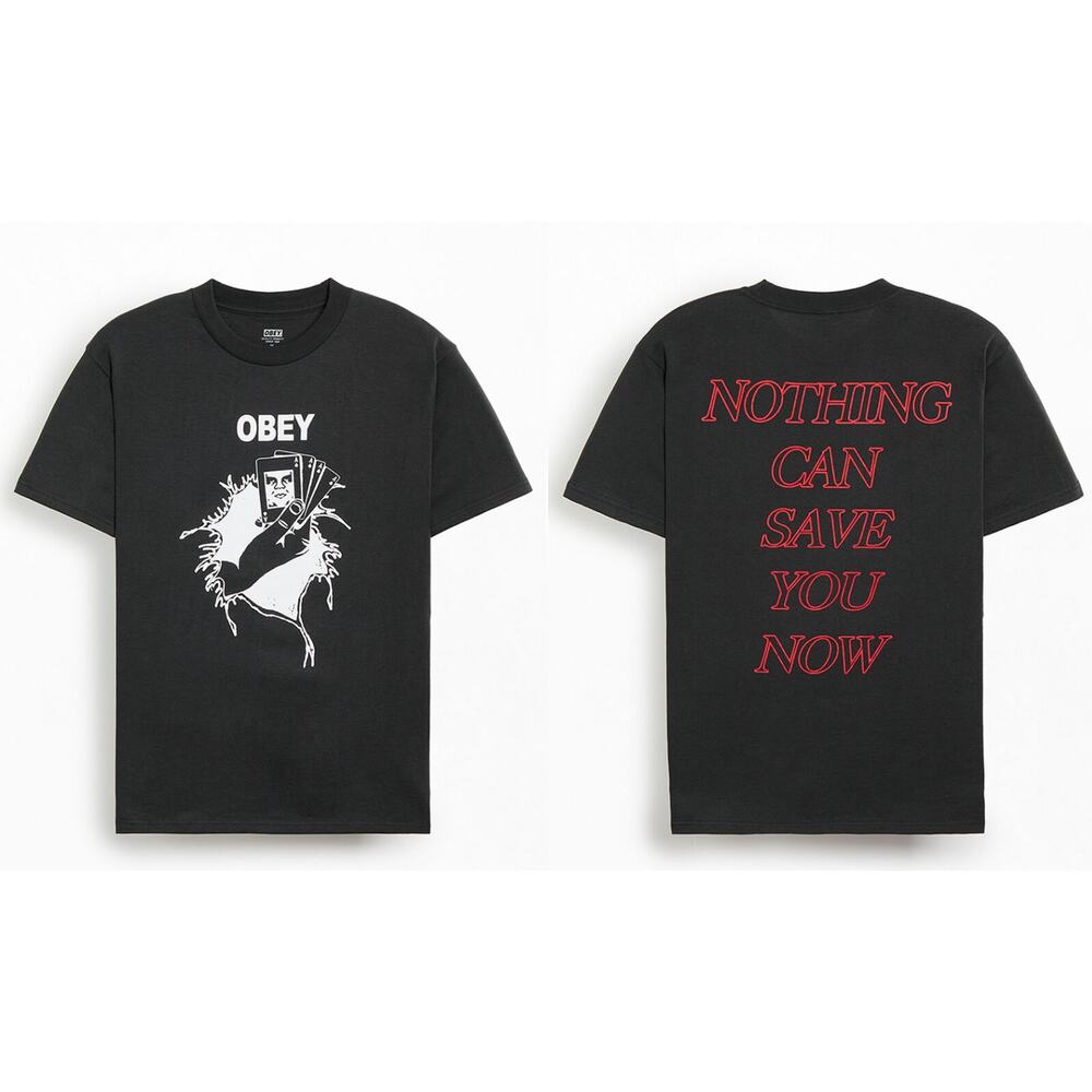 New Obey Clothing Nothing Can Save You Now Graphic T-Shirt, Black Size XL